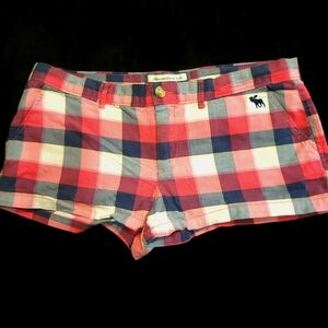 Abercrombie & Fitch Red and Blue Jean Shorts Classic Style